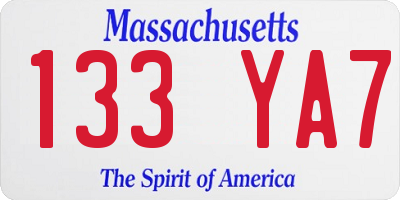 MA license plate 133YA7