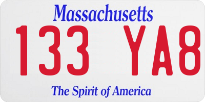 MA license plate 133YA8