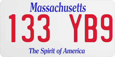 MA license plate 133YB9