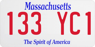 MA license plate 133YC1