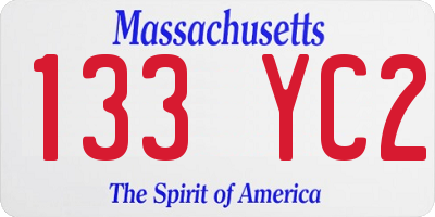 MA license plate 133YC2