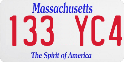 MA license plate 133YC4