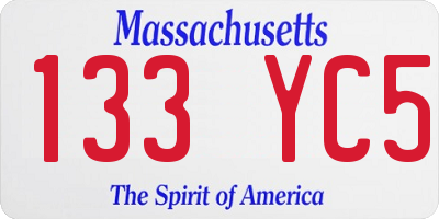MA license plate 133YC5