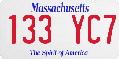 MA license plate 133YC7