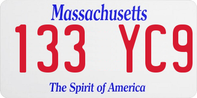 MA license plate 133YC9