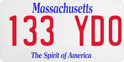 MA license plate 133YD0