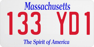 MA license plate 133YD1