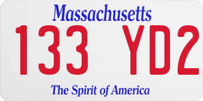 MA license plate 133YD2