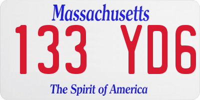 MA license plate 133YD6