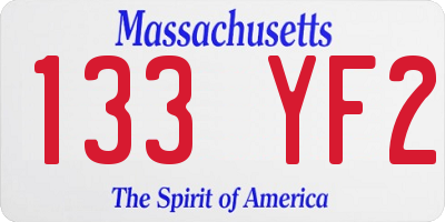 MA license plate 133YF2
