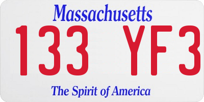 MA license plate 133YF3