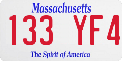 MA license plate 133YF4