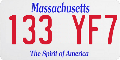 MA license plate 133YF7