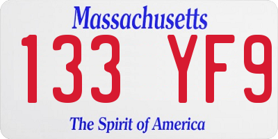 MA license plate 133YF9