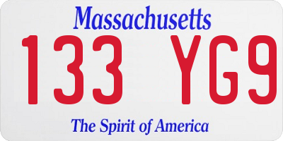 MA license plate 133YG9