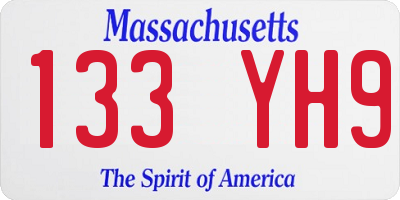 MA license plate 133YH9