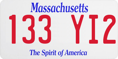 MA license plate 133YI2