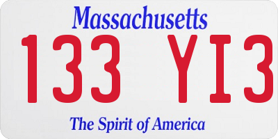 MA license plate 133YI3