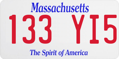 MA license plate 133YI5