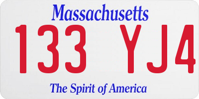 MA license plate 133YJ4