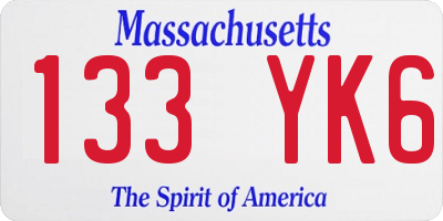 MA license plate 133YK6