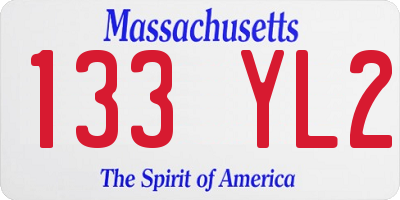MA license plate 133YL2