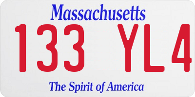 MA license plate 133YL4