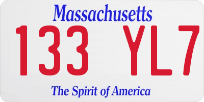 MA license plate 133YL7
