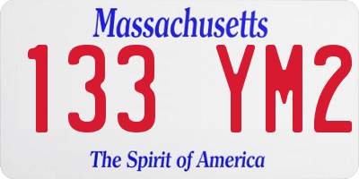 MA license plate 133YM2