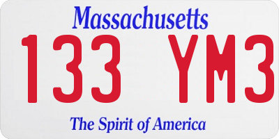 MA license plate 133YM3