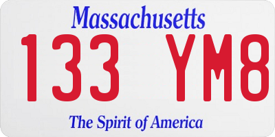 MA license plate 133YM8