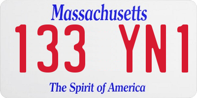 MA license plate 133YN1