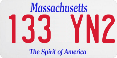 MA license plate 133YN2