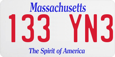 MA license plate 133YN3