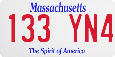 MA license plate 133YN4