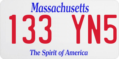 MA license plate 133YN5