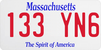MA license plate 133YN6