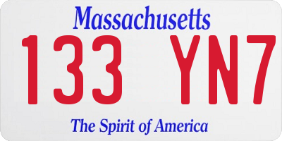 MA license plate 133YN7