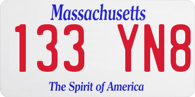 MA license plate 133YN8