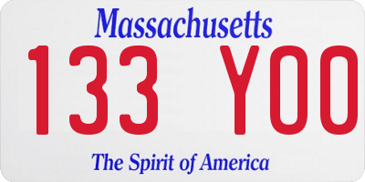MA license plate 133YO0