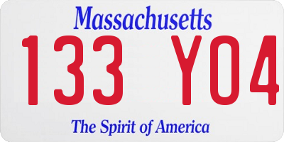 MA license plate 133YO4