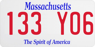 MA license plate 133YO6