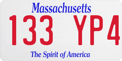 MA license plate 133YP4