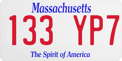MA license plate 133YP7
