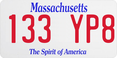 MA license plate 133YP8