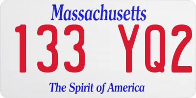 MA license plate 133YQ2