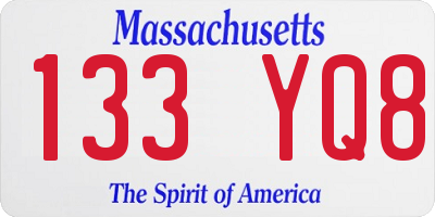MA license plate 133YQ8