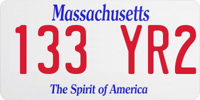 MA license plate 133YR2
