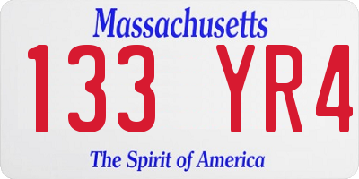 MA license plate 133YR4
