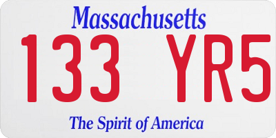 MA license plate 133YR5